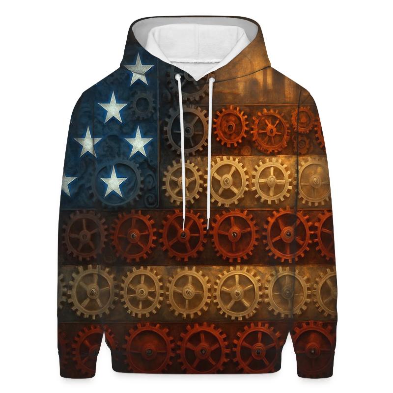Clockwork Flag Of City Gears embroidered hoodies