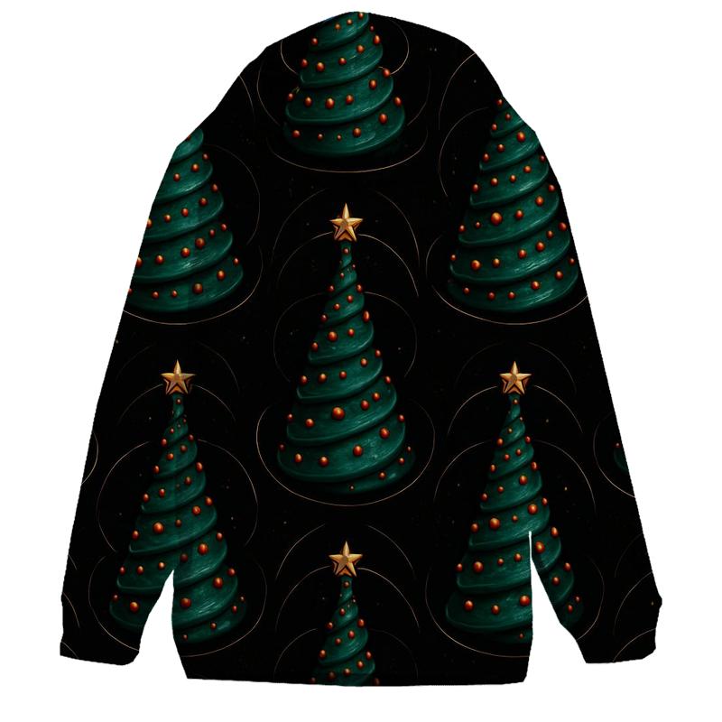 Emerald Christmas Tree Spiral Cones On Black graphic hoodies