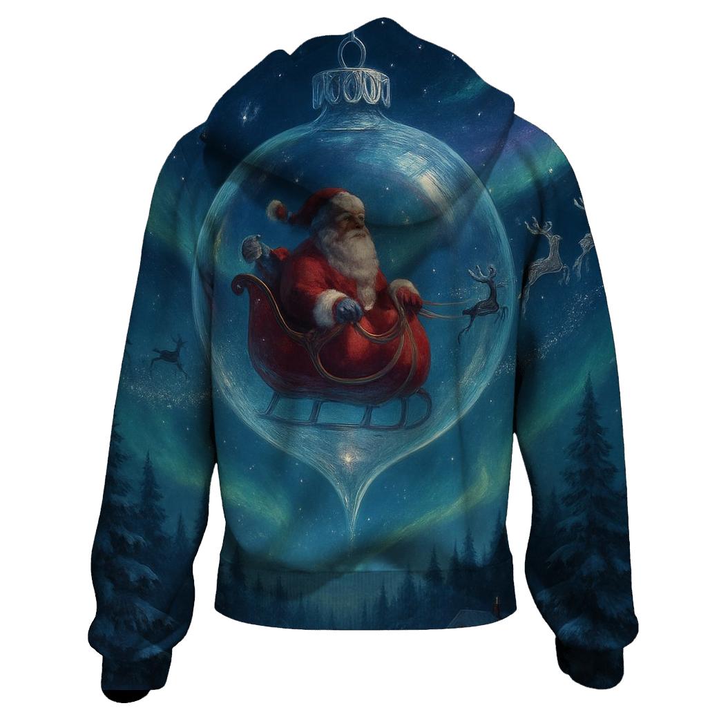 Santa In The Northern Lights Hot Air Bauble hoodie designs