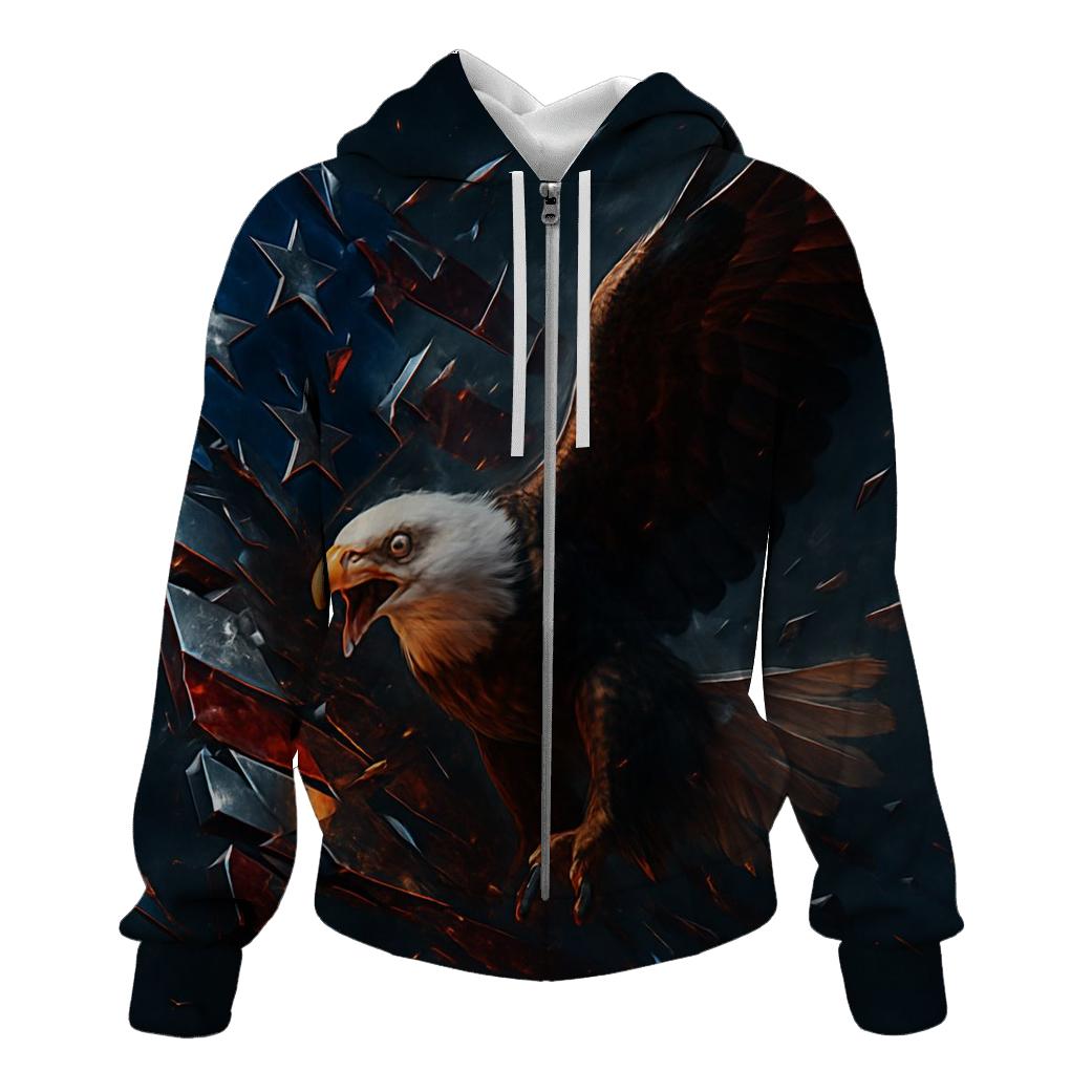 Eagle Blaze Through Metallic Flagstorm heavyweight hoodies