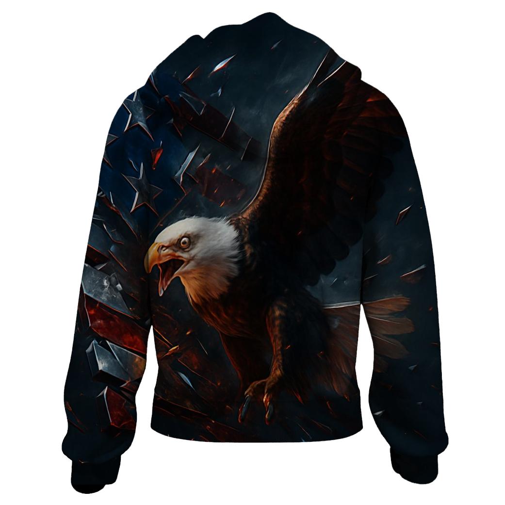 Eagle Blaze Through Metallic Flagstorm heavyweight hoodies