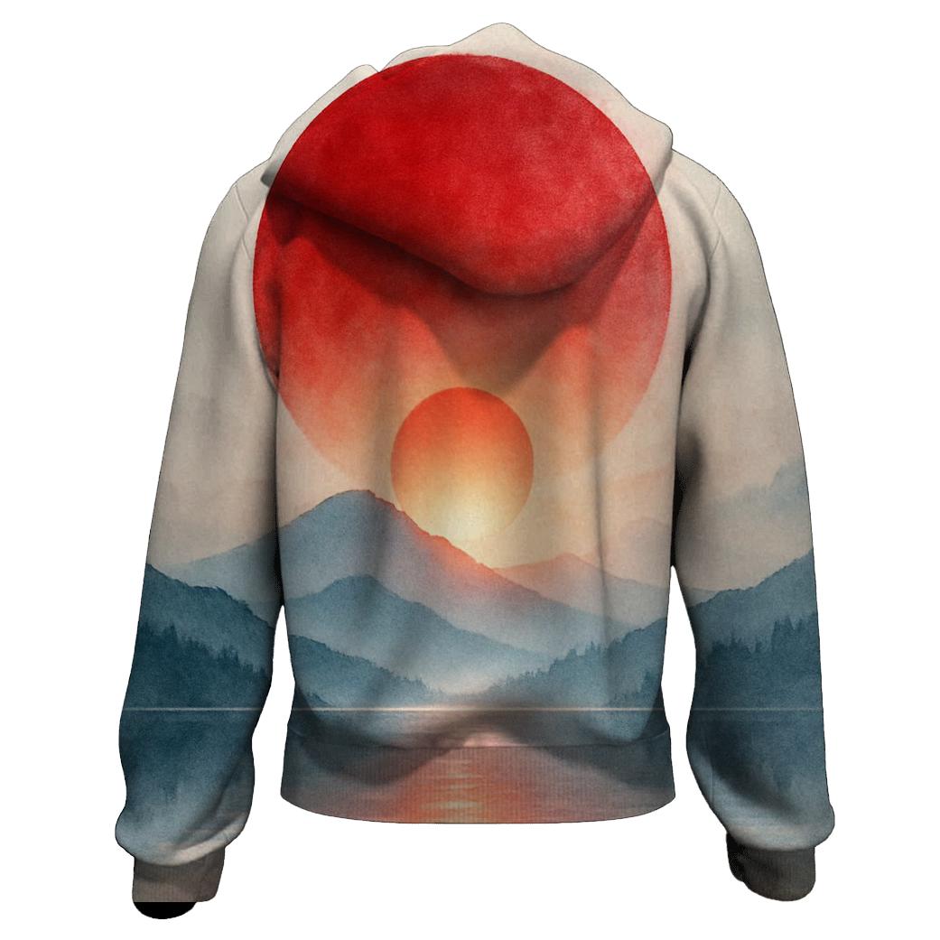 Rising Sun Over Kyoto Peaks lightweight hoodies