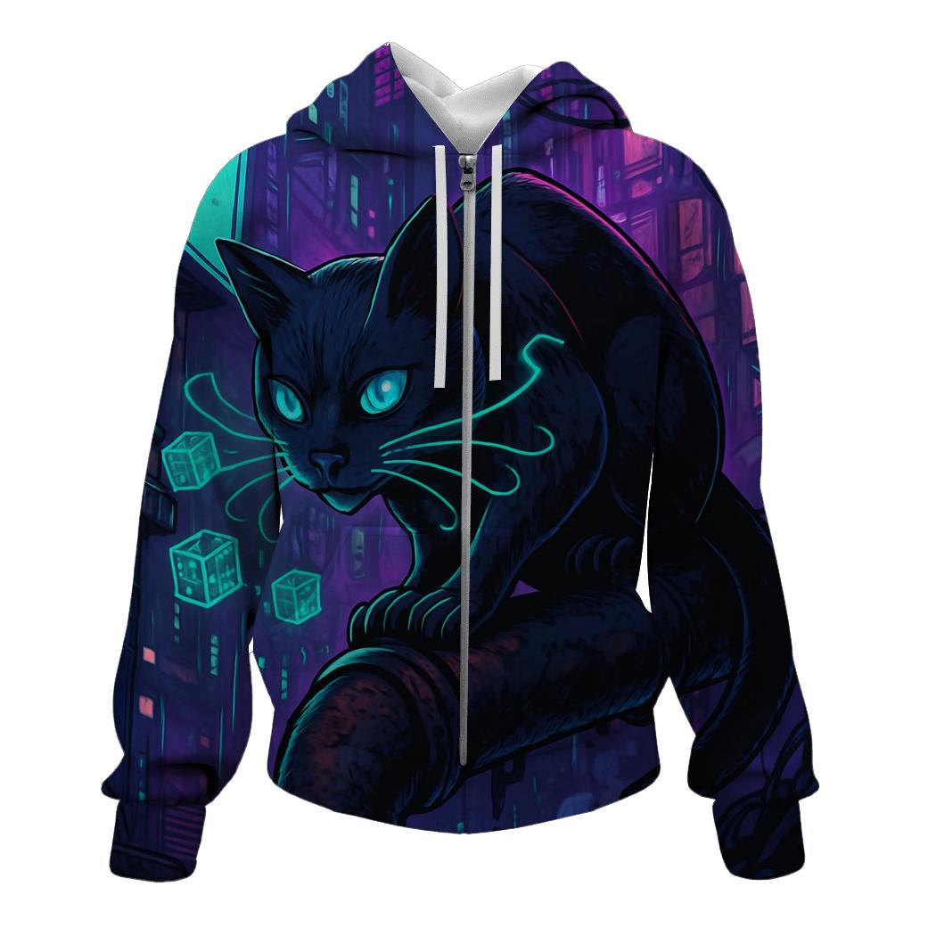 Neon Alley Hacker Cat custom hoodies