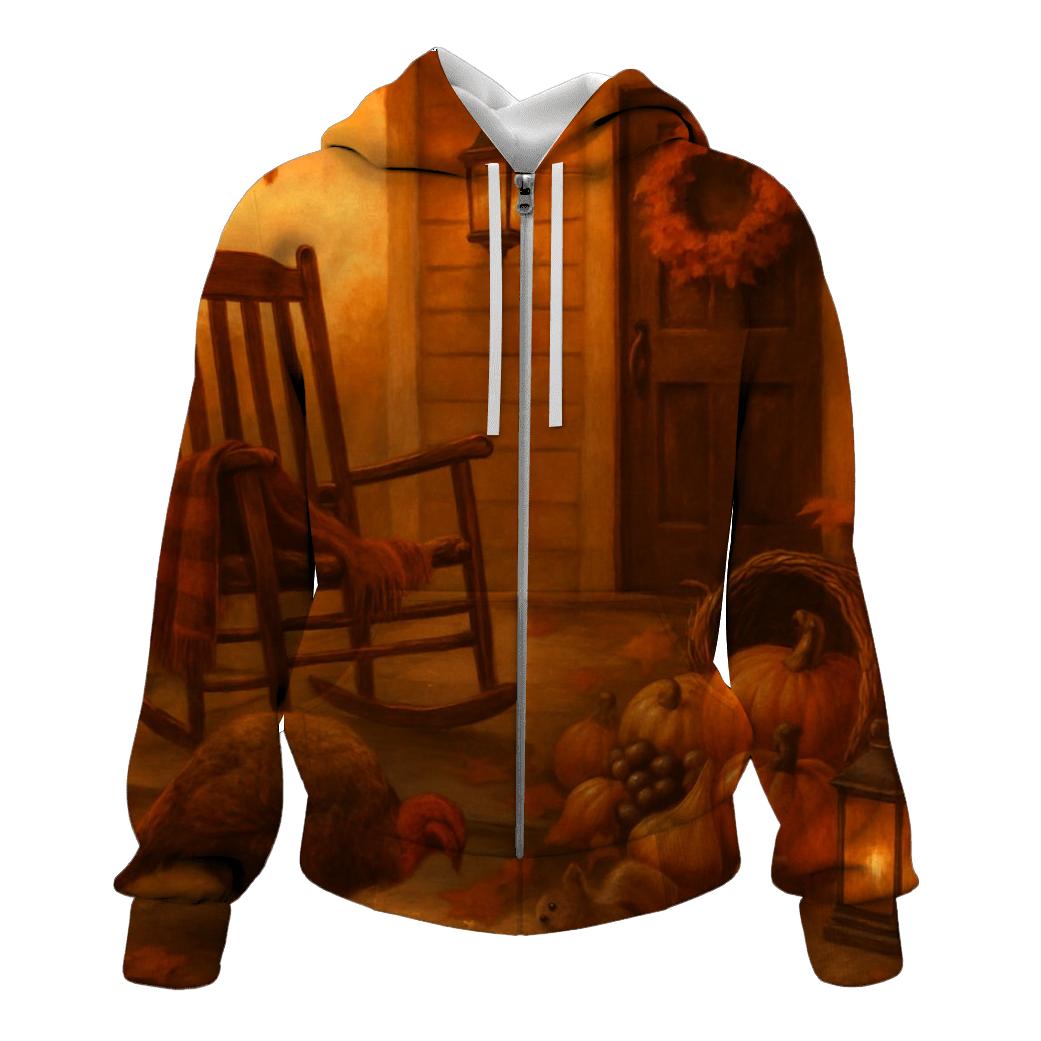 Golden Harvest Porch Gathering zip-up hoodies