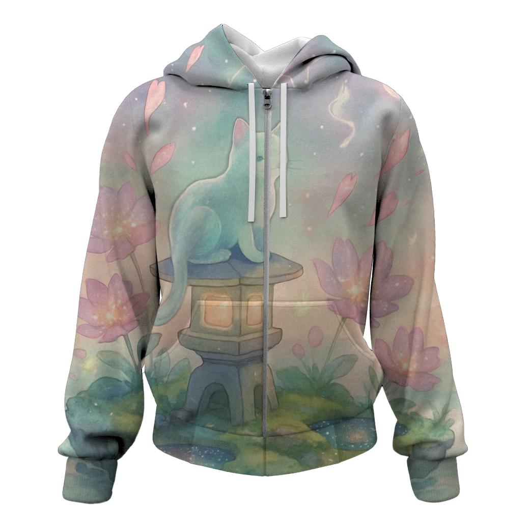 Stardust Garden Spirit Cat lightweight hoodies