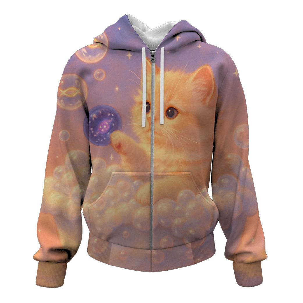 Starlit Bubble Bath Cat Cloud custom hoodies