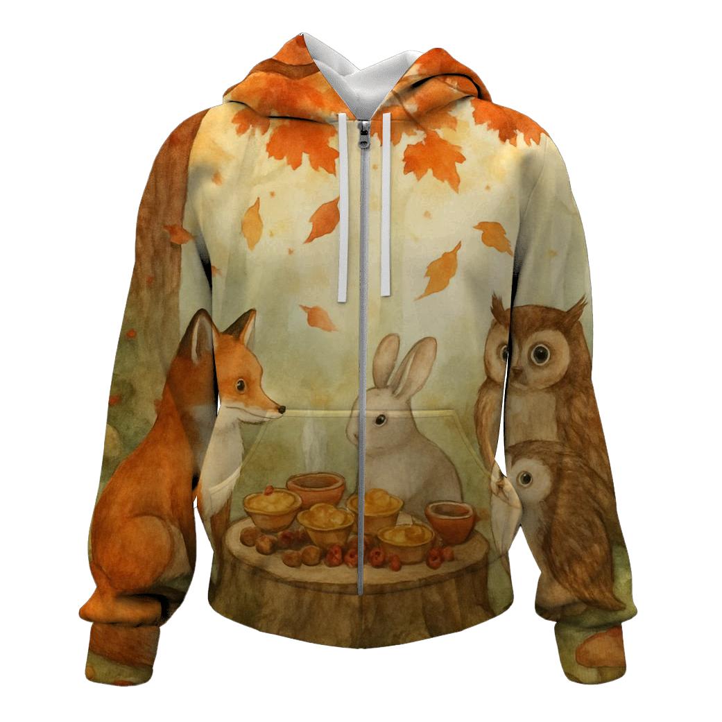 Woodland Friends Feast Beneath The Maple Tree hoodie styles