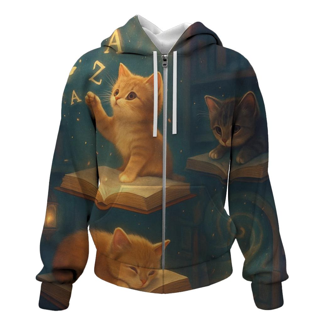 Enchanted Library Storybook Cats designer hoodies