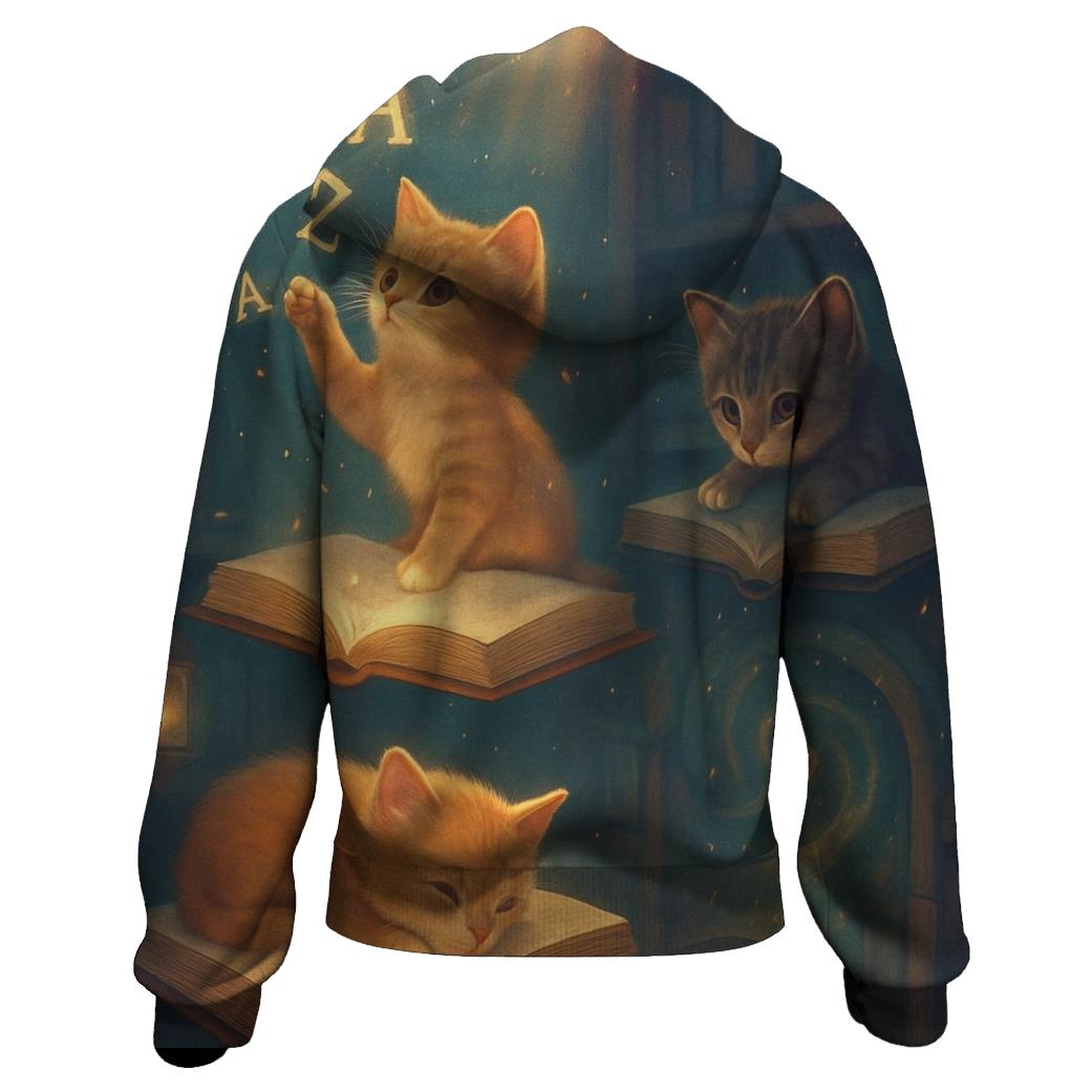 Enchanted Library Storybook Cats designer hoodies