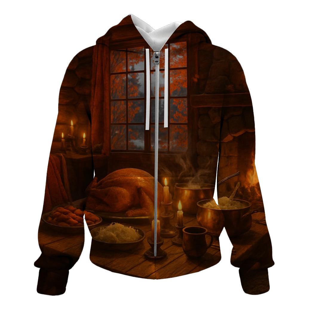 Candlelit Cabin Thanksgiving Evening heavyweight hoodies