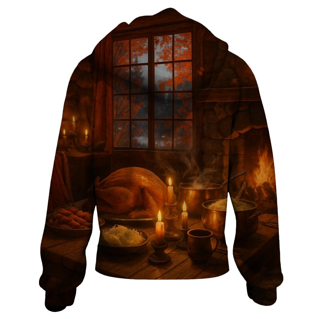 Candlelit Cabin Thanksgiving Evening heavyweight hoodies