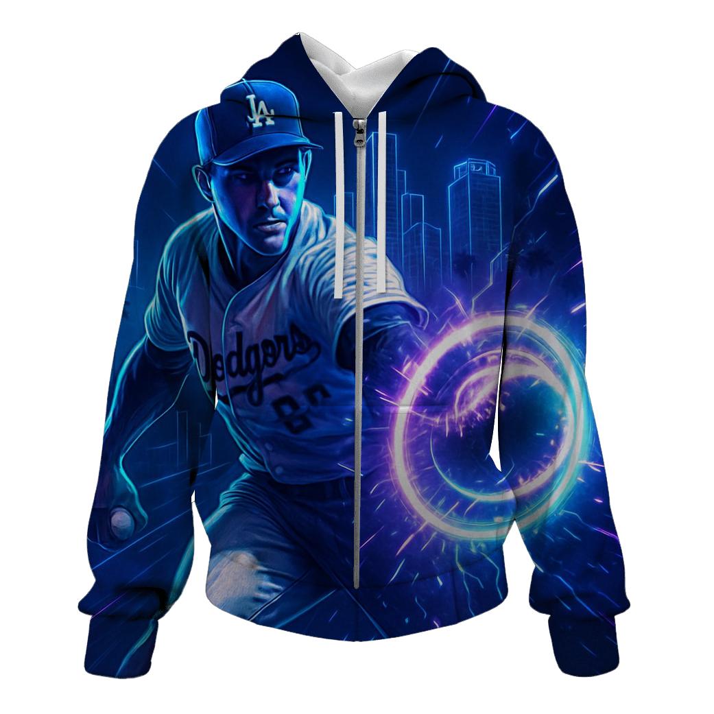 Neon Skyline Fastball Surge embroidered hoodies