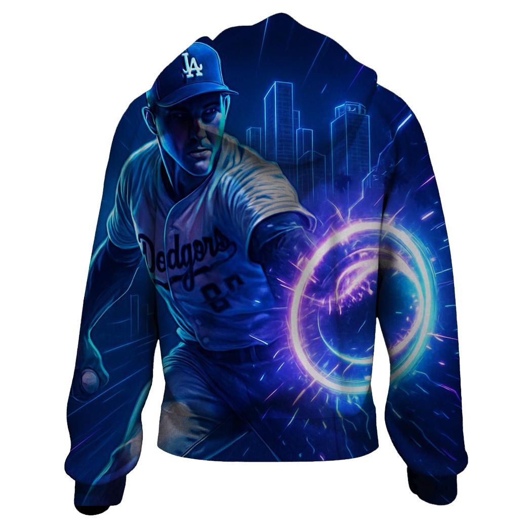 Neon Skyline Fastball Surge embroidered hoodies