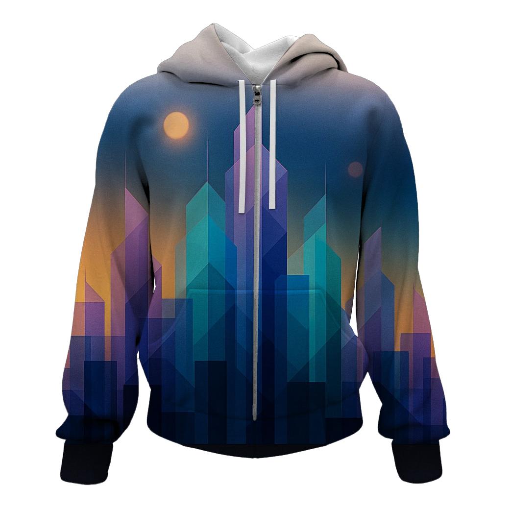 Geometric Horizon Gradient City hoodie trends