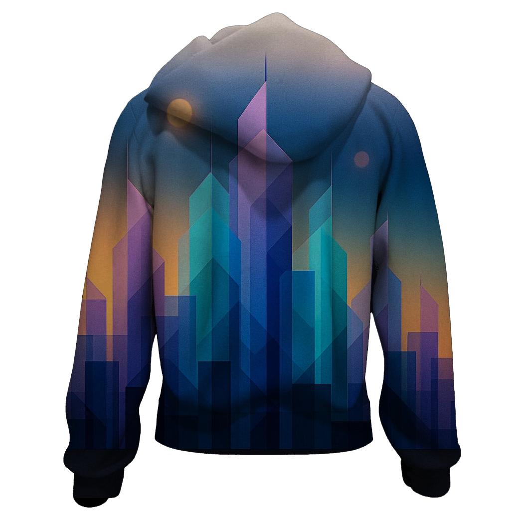 Geometric Horizon Gradient City hoodie trends