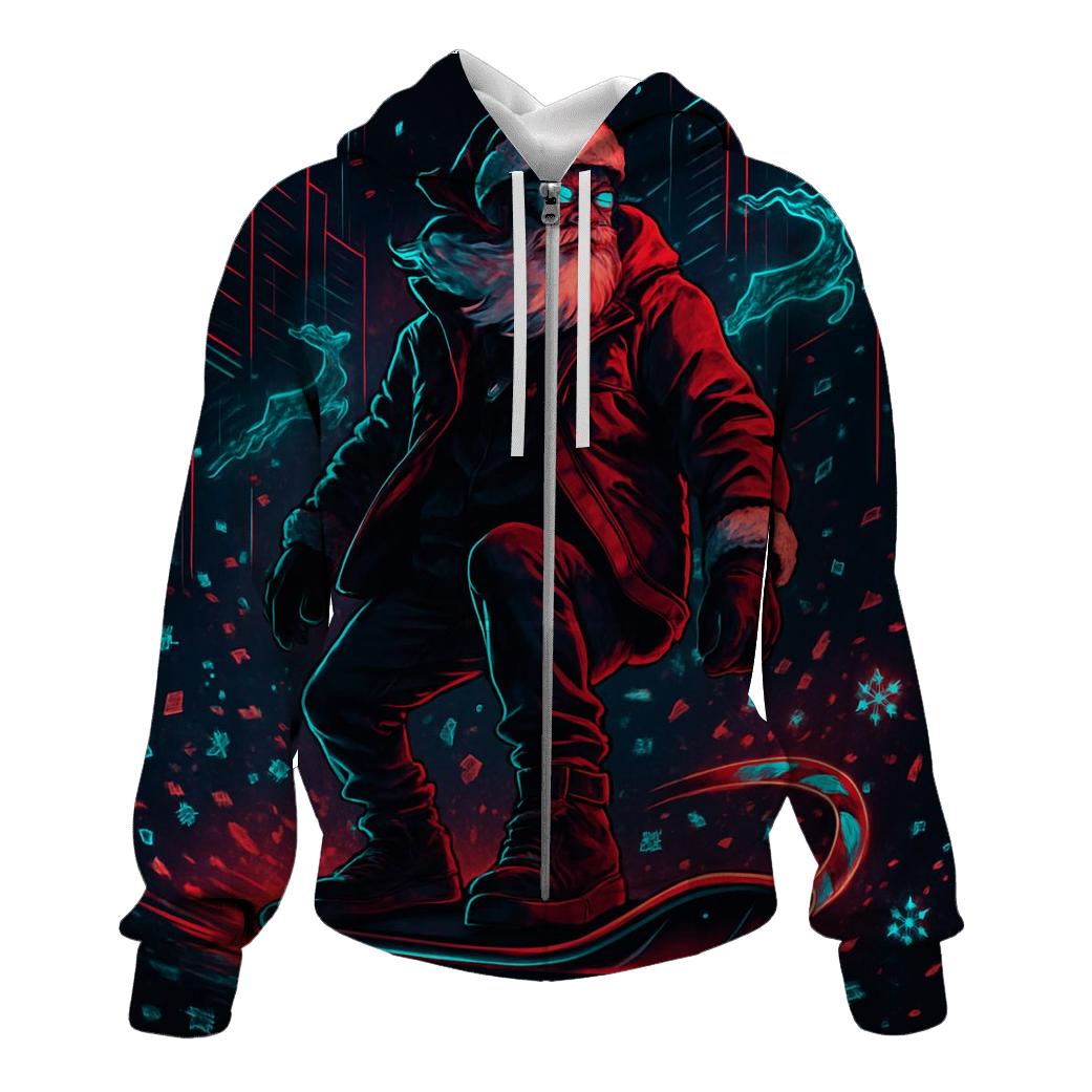 Neon Streetwear Santa Night Ride pullover hoodies