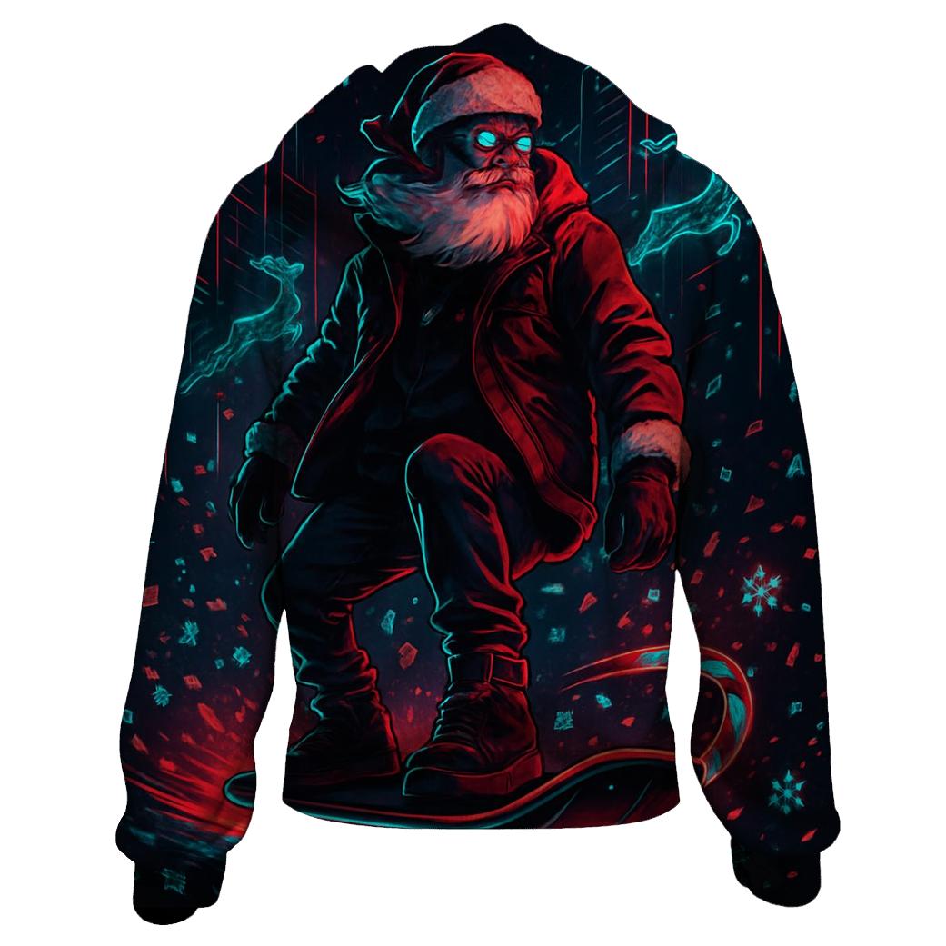 Neon Streetwear Santa Night Ride pullover hoodies