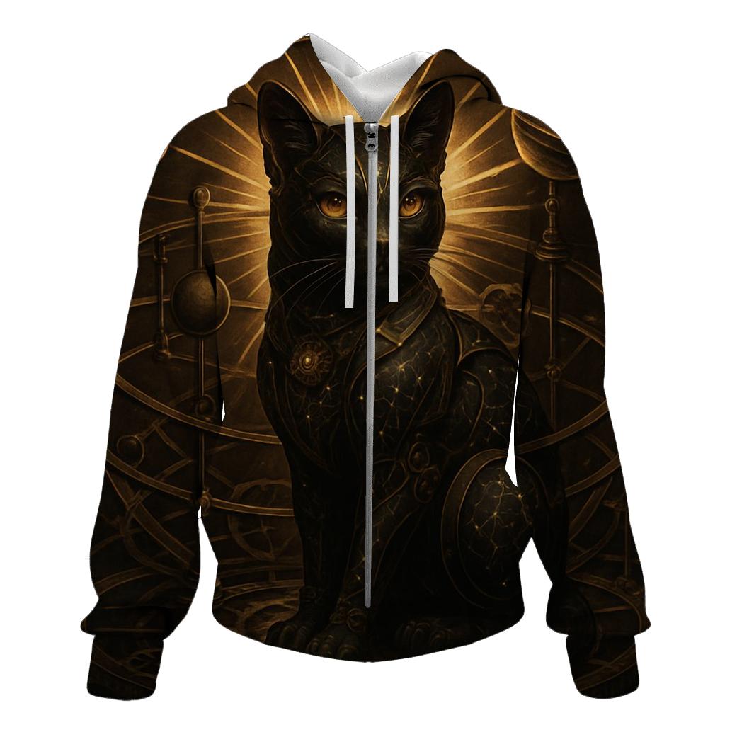 Chrono Navigator Clockwork Cat zip-up hoodies