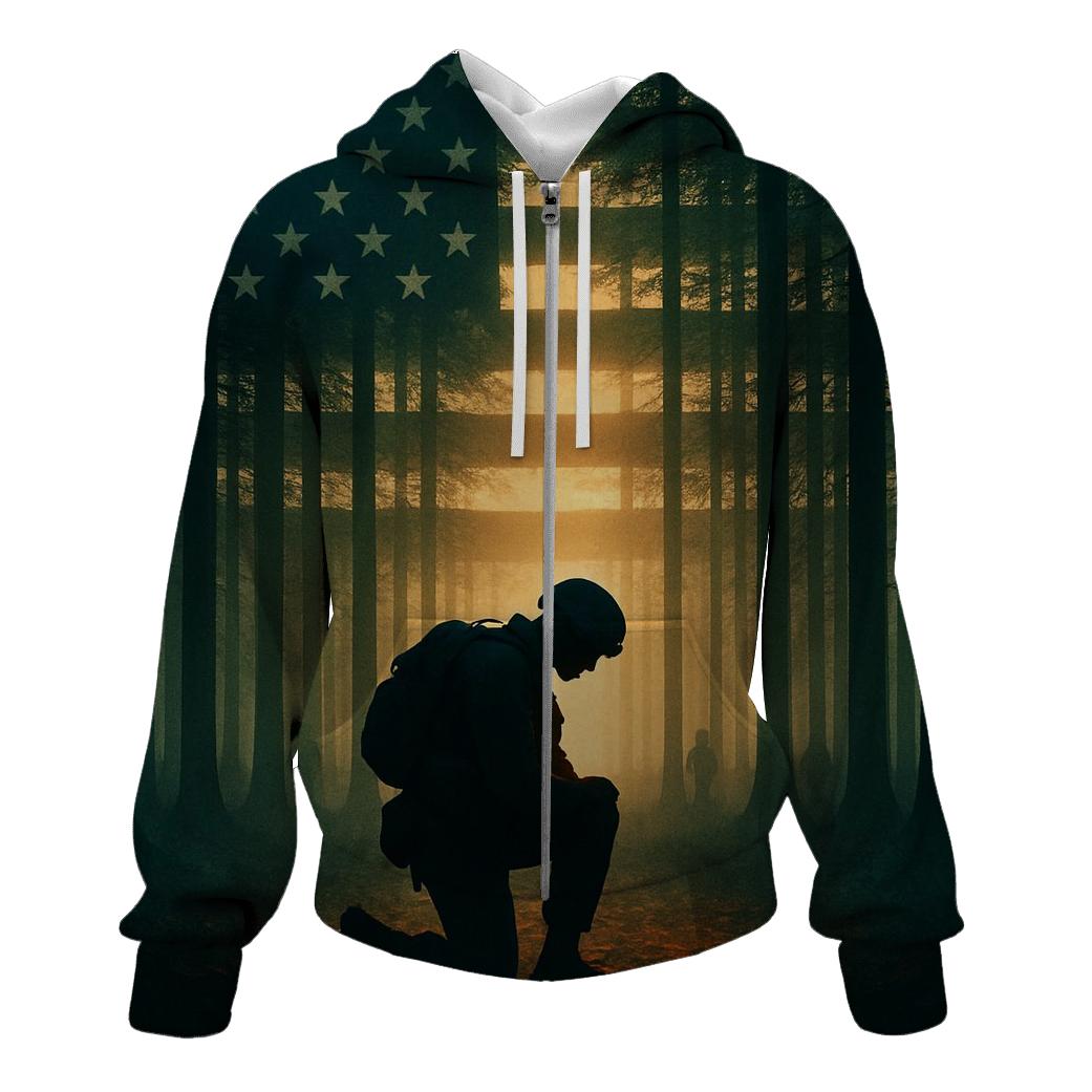 Forest Guard Flag Canopy zip-up hoodies