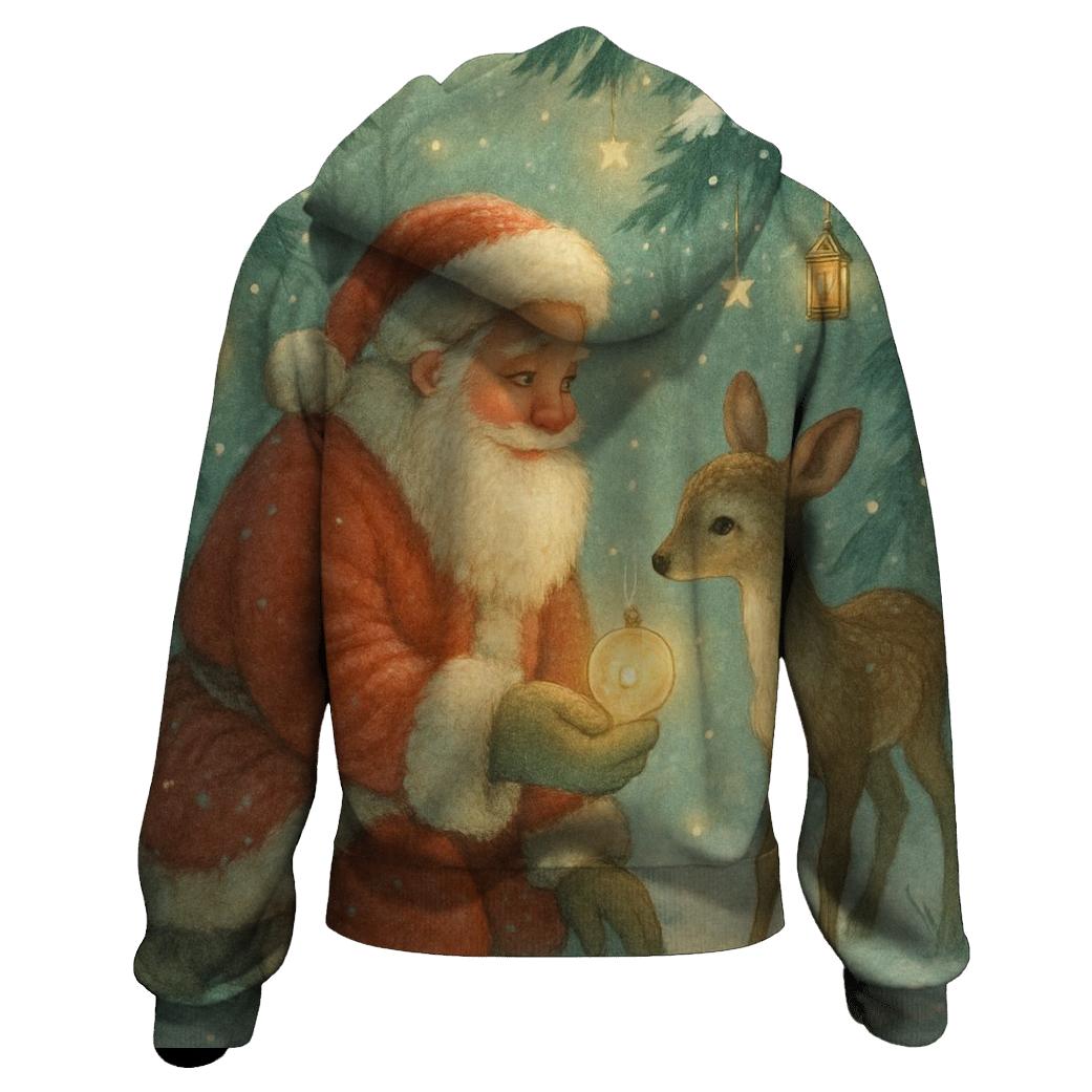 Frosted Forest Storybook Santa premium hoodies