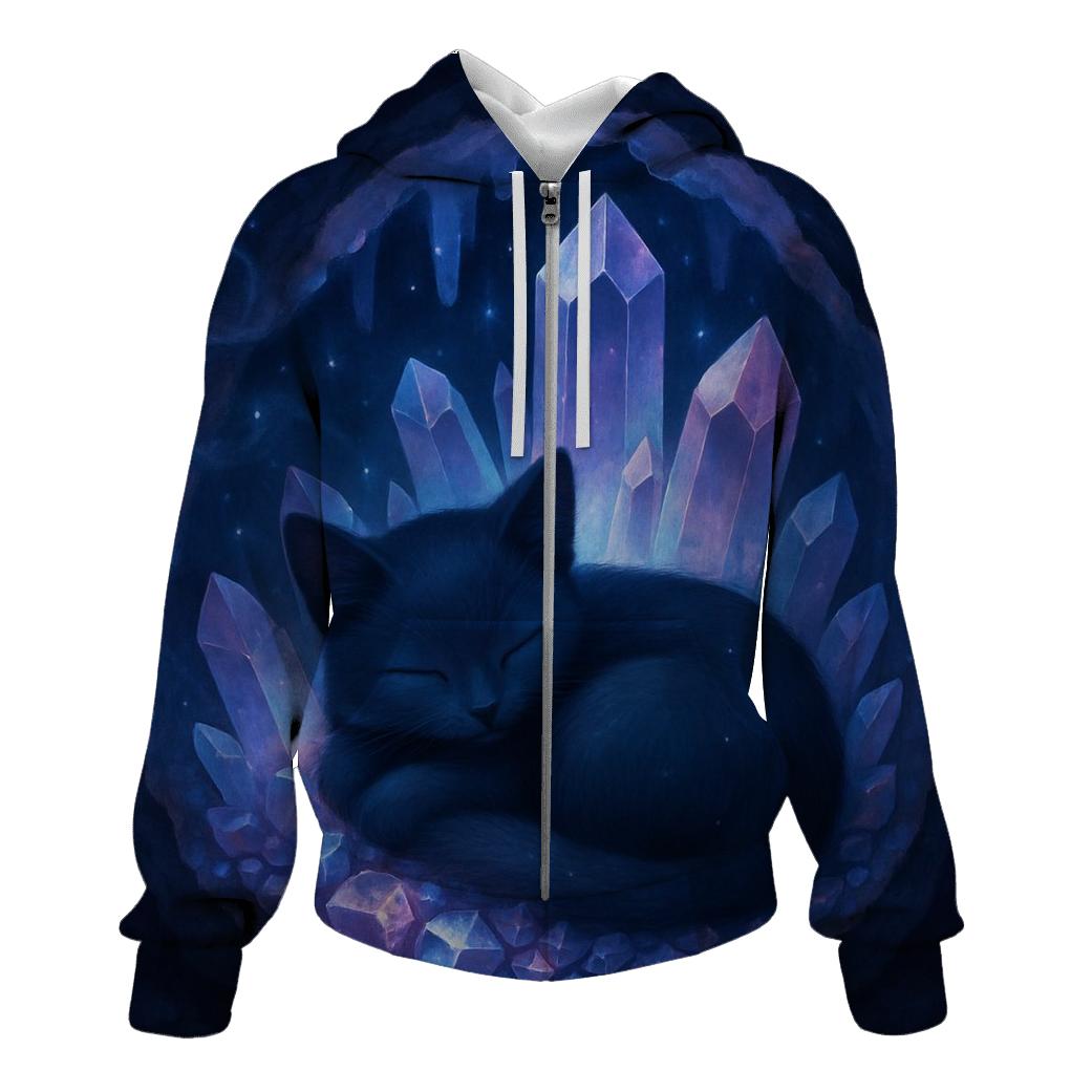 Crystal Cave Dreaming Cat designer hoodies