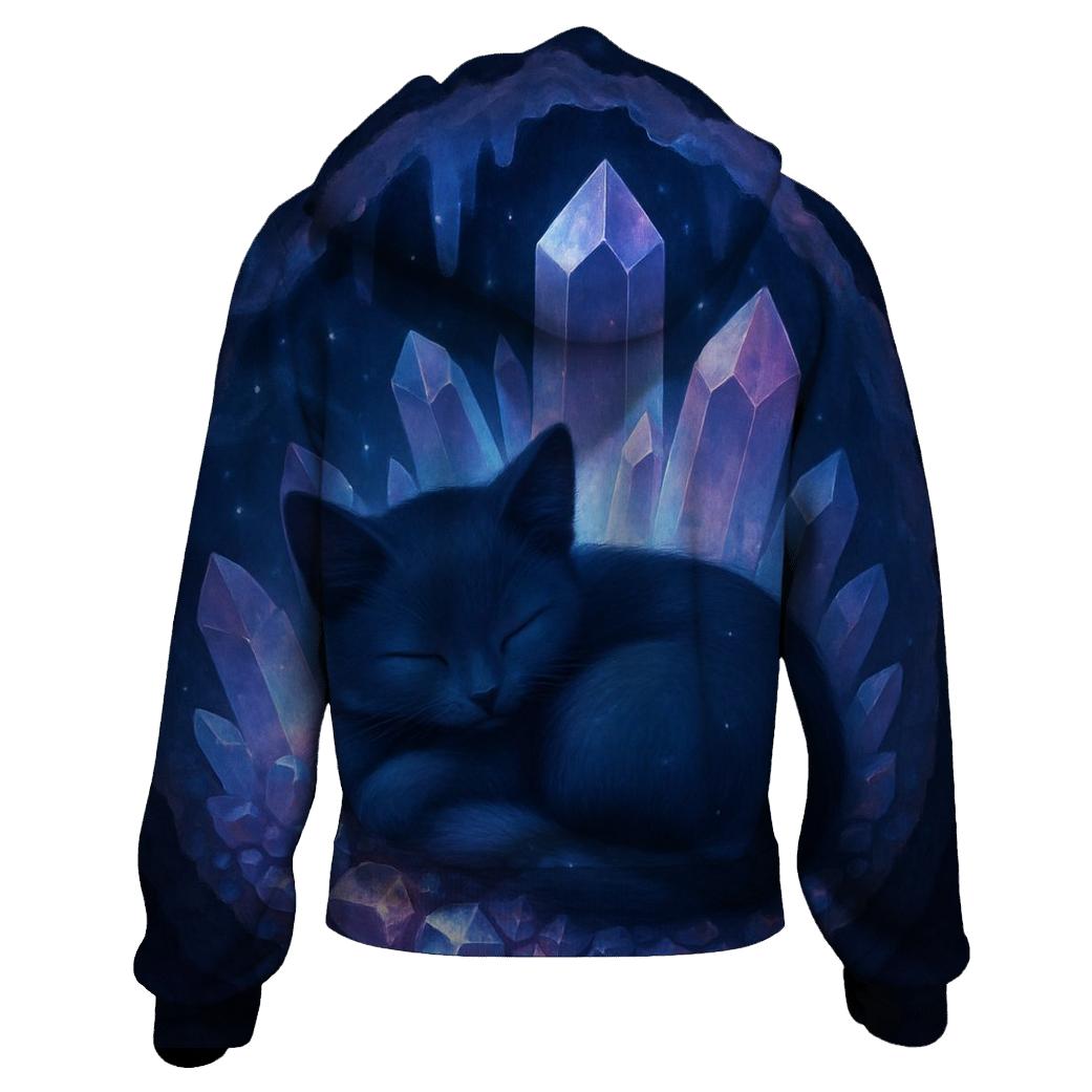 Crystal Cave Dreaming Cat designer hoodies