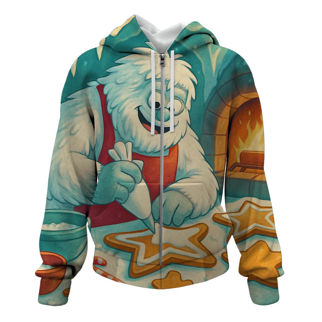 Yeti Baking Christmas Cookies In A Snow Cave heavyweight hoodies