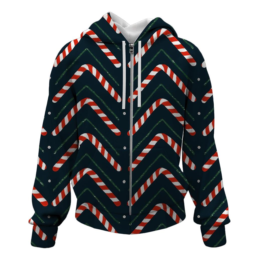 Candy Cane Chevron March On Polar Night graphic hoodies