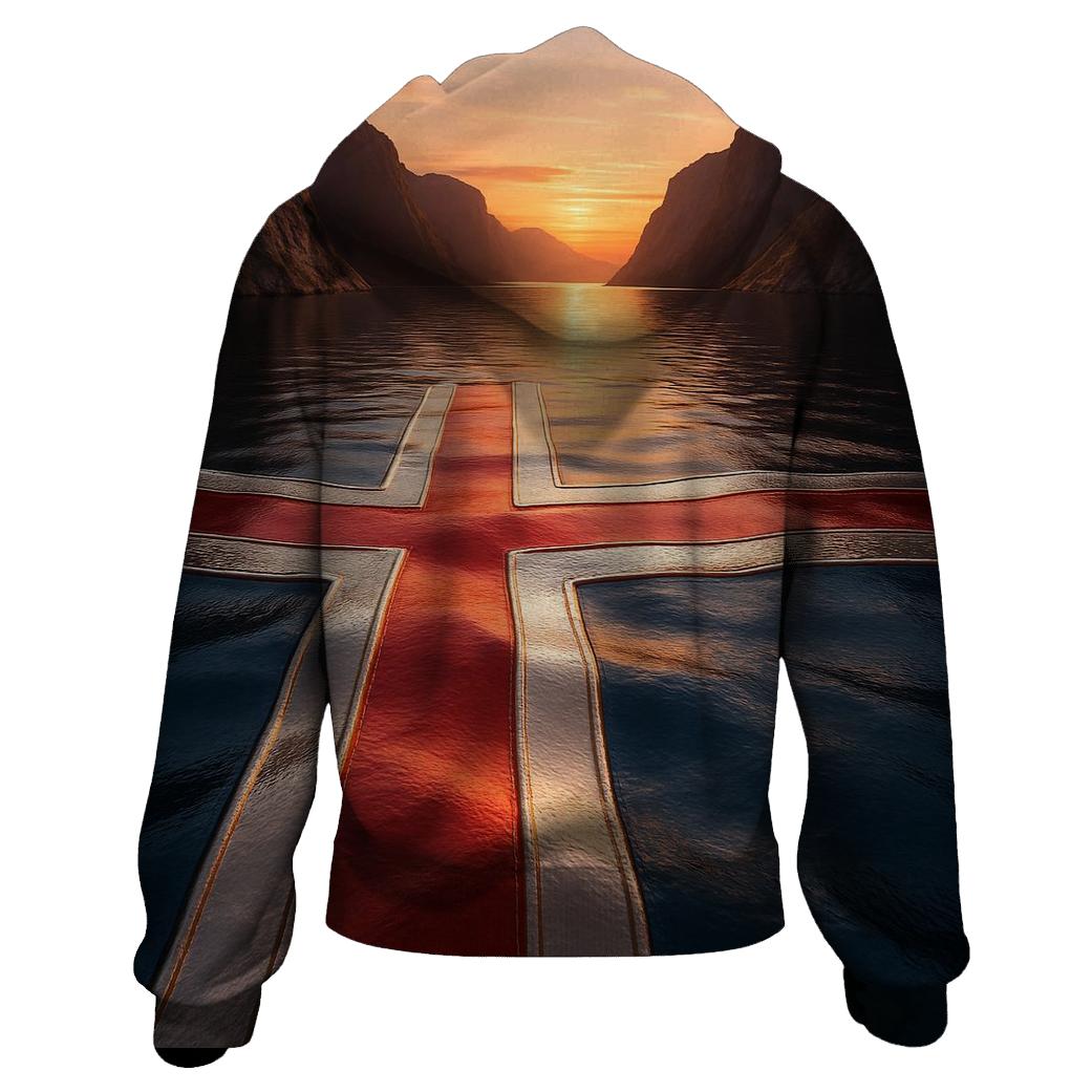 Norwegian Fjord Flag Reflections pullover hoodies