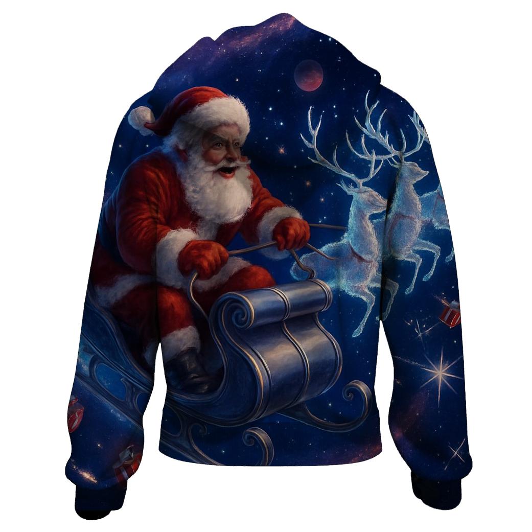 Cosmic Sleigh Santa Orbit embroidered hoodies