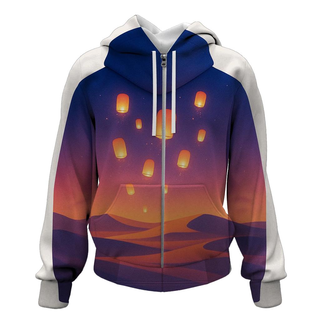 Lanterns Over Desert Mirage embroidered hoodies