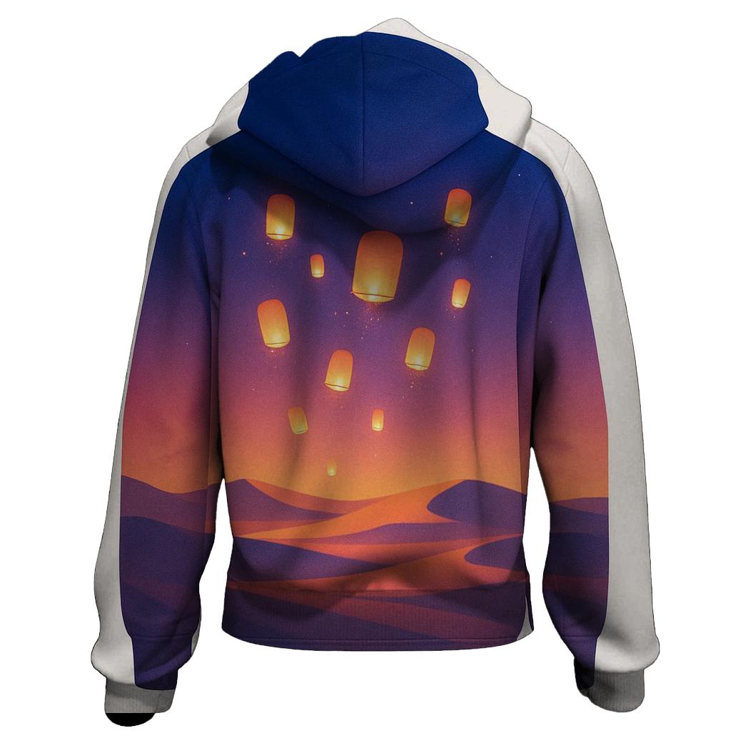 Lanterns Over Desert Mirage embroidered hoodies