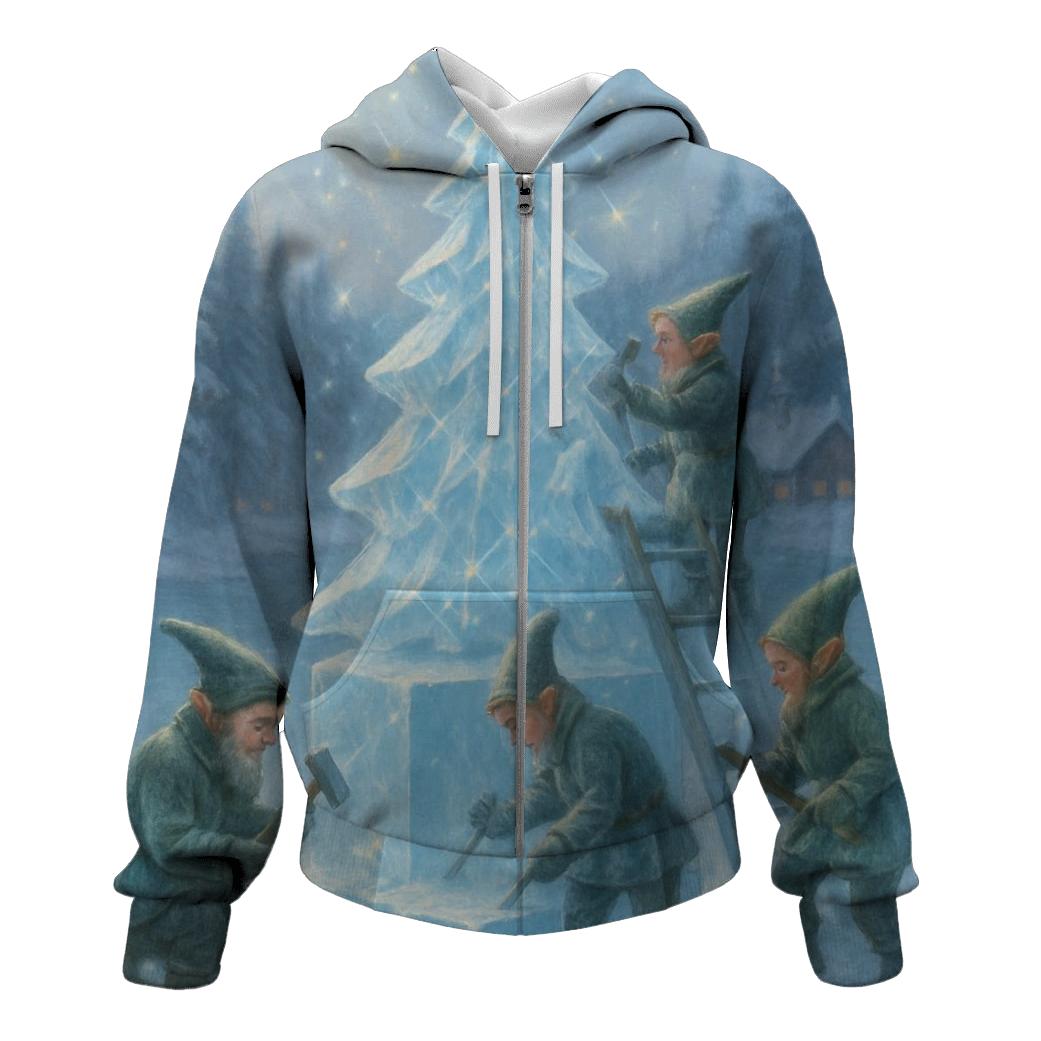Elves Ice Sculpting A Crystal Christmas Tree heavyweight hoodies