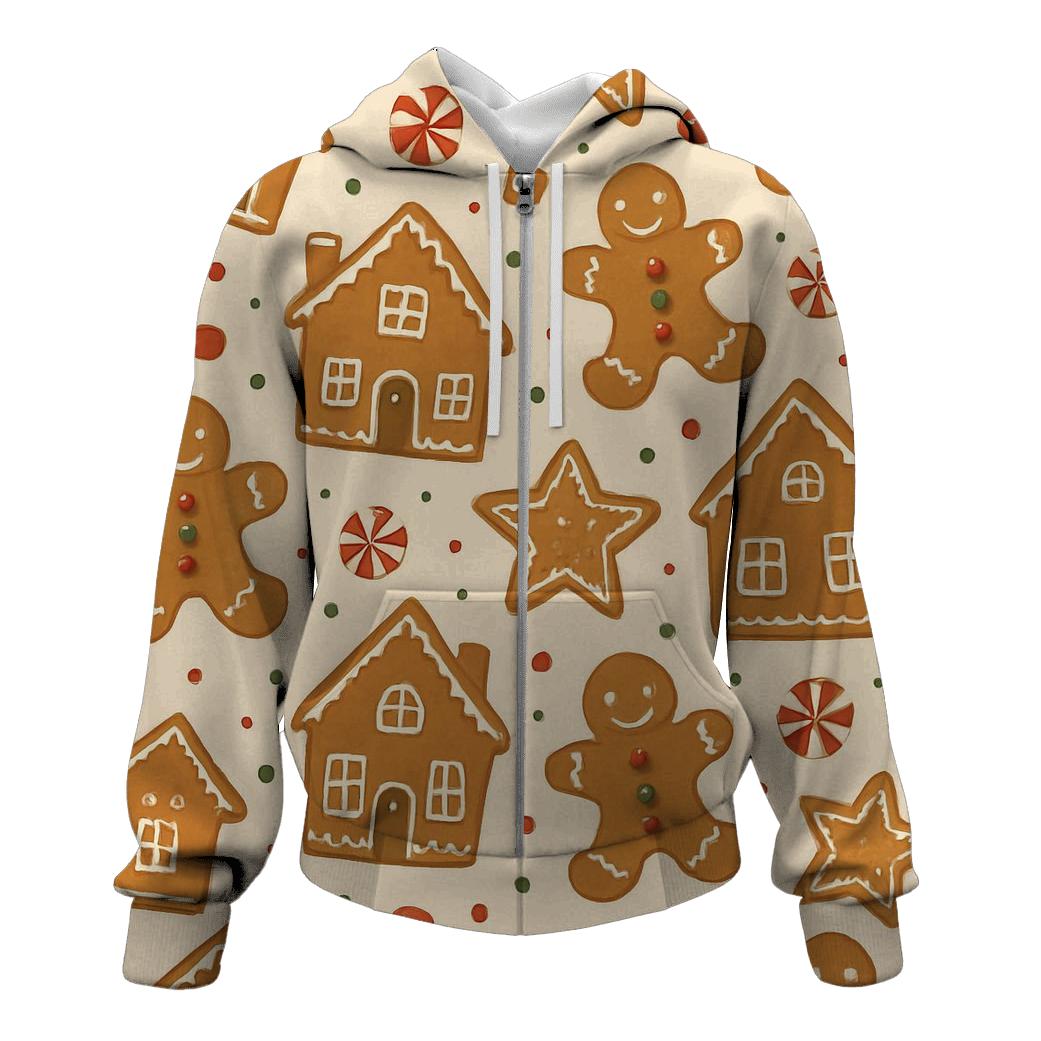 Gingerbread Village Scatter On Cream custom hoodies