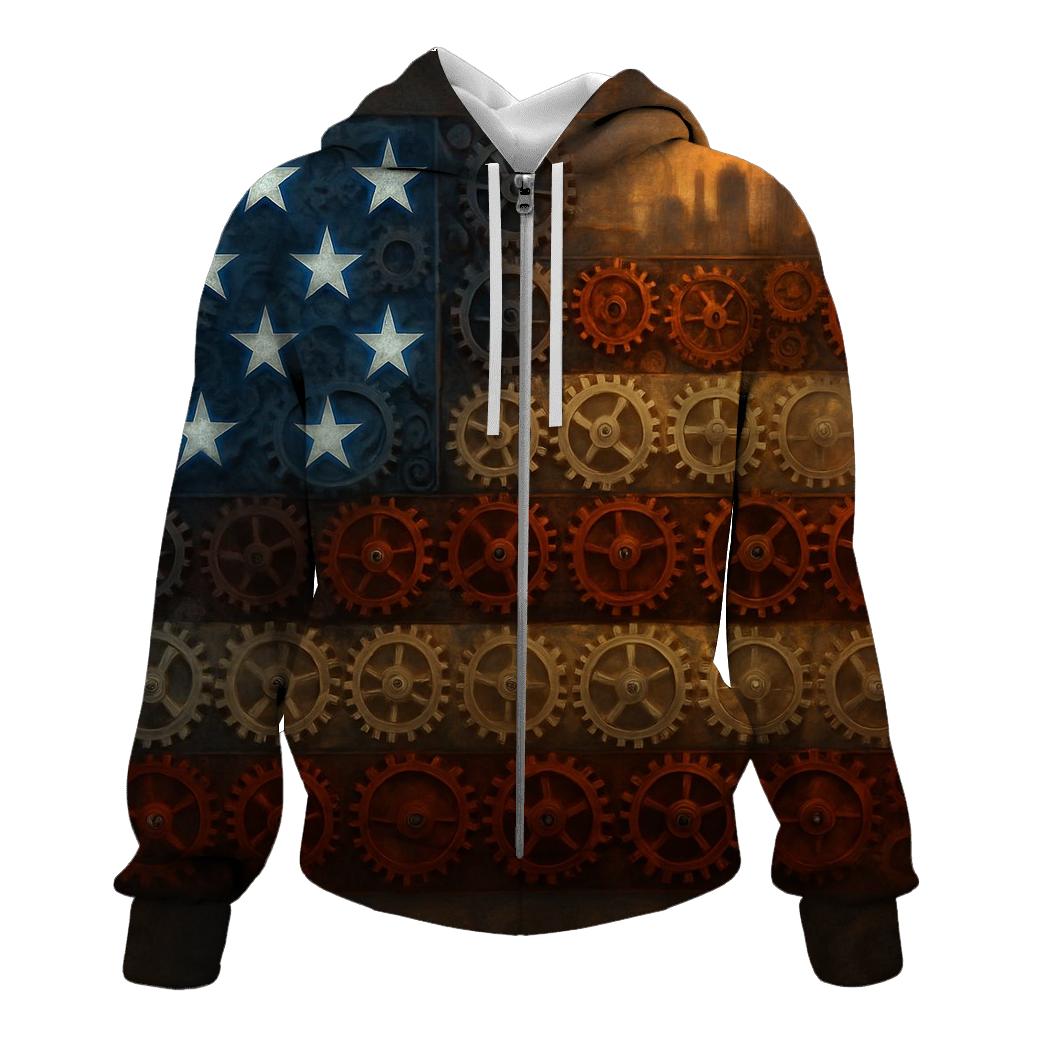Clockwork Flag Of City Gears zip-up hoodies
