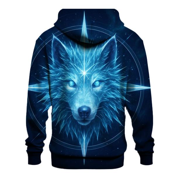 Celestial Frost Wolf Compass custom hoodies