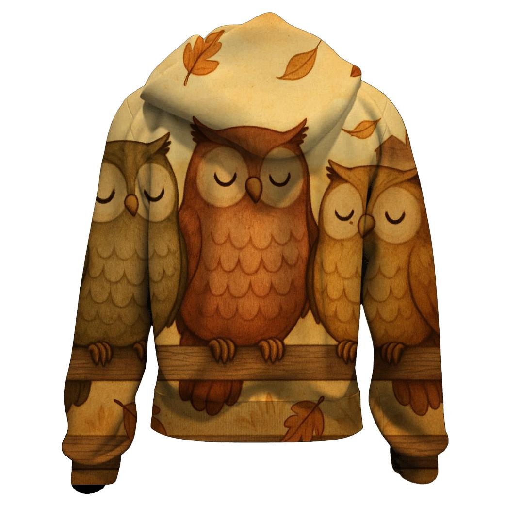 Thankful Owls On The Harvest Fence printed hoodies