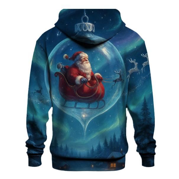 Santa In The Northern Lights Hot Air Bauble printed hoodies