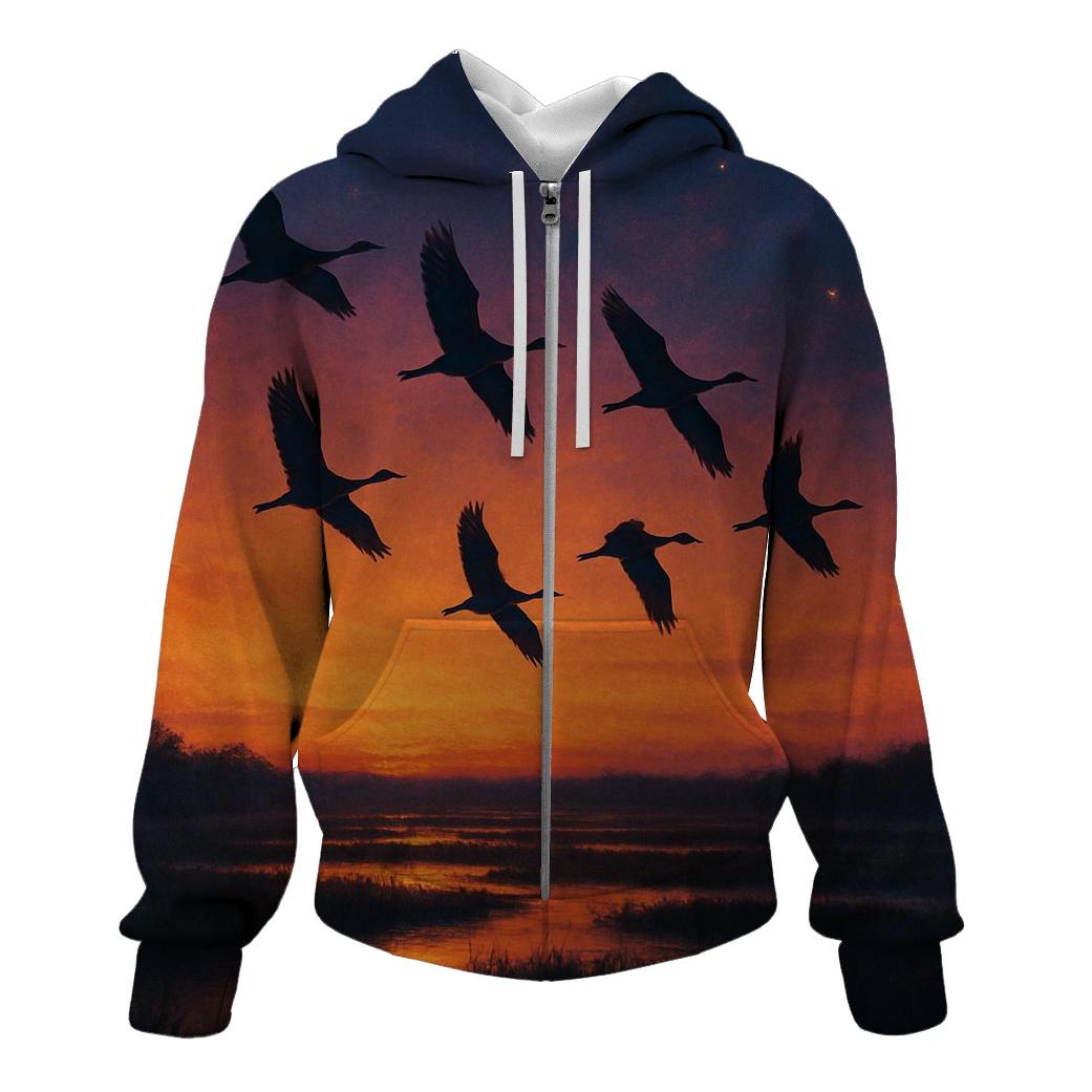 Flight Over Ember Marsh heavyweight hoodies