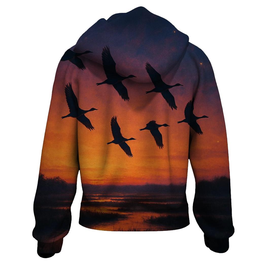 Flight Over Ember Marsh heavyweight hoodies