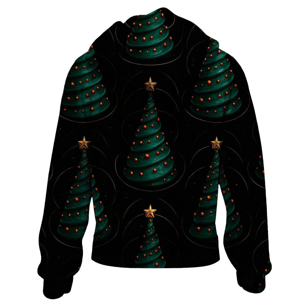 Emerald Christmas Tree Spiral Cones On Black hoodie designs