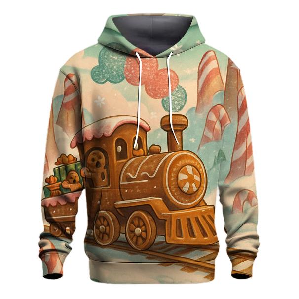 Gingerbread Train Through Candy Cane Canyon heavyweight hoodies