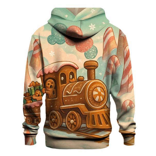 Gingerbread Train Through Candy Cane Canyon heavyweight hoodies