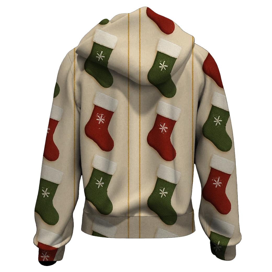 Christmas Stocking Stripe Parade On Soft Beige premium hoodies
