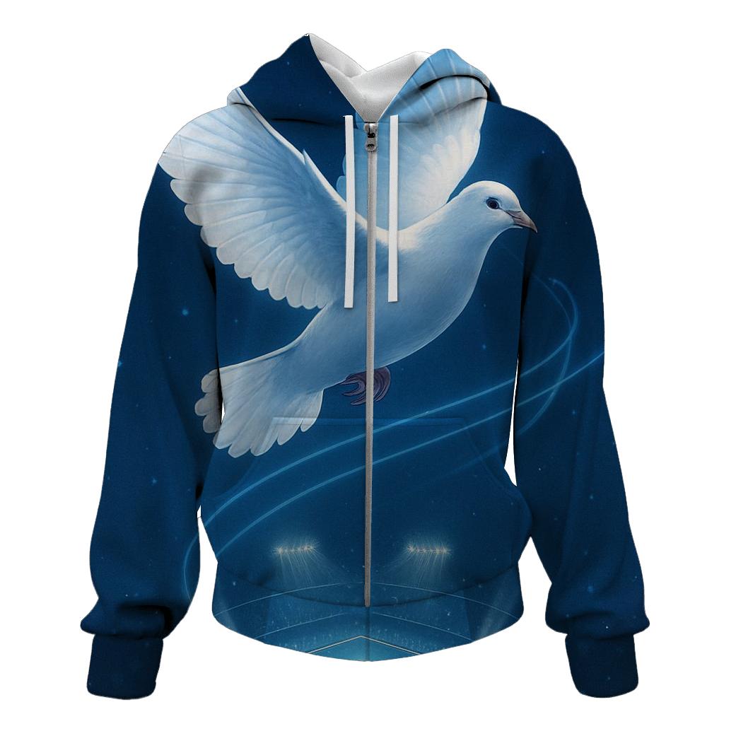 Dove Over Diamond Lights zip-up hoodies