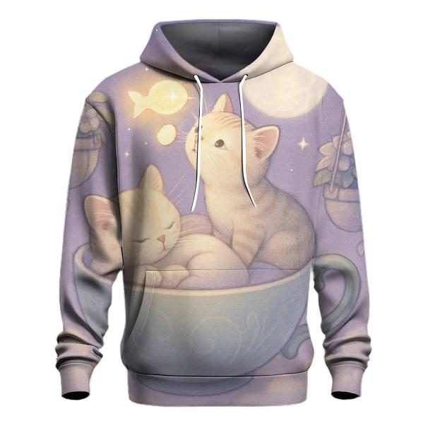 Moonlit Tea Garden Cats designer hoodies