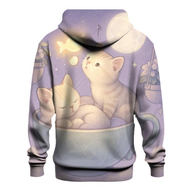 Moonlit Tea Garden Cats designer hoodies