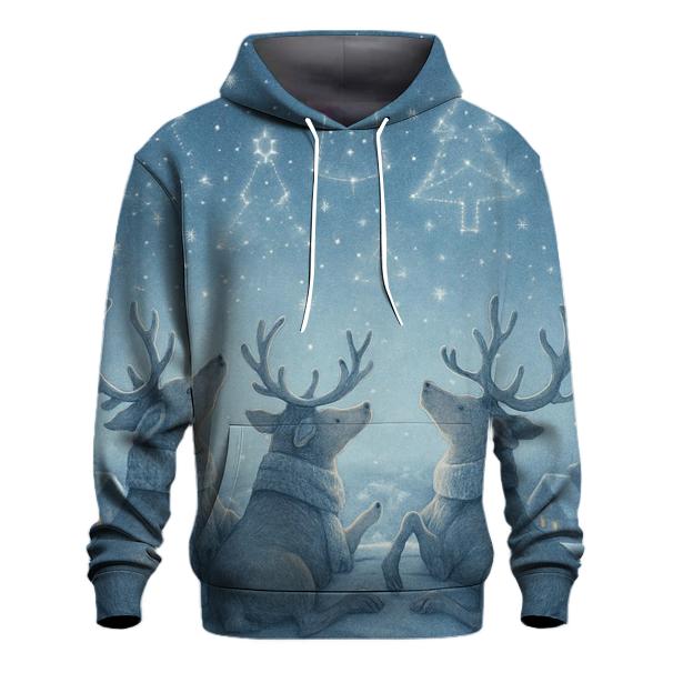 Reindeer Stargazing On The Rooftop embroidered hoodies