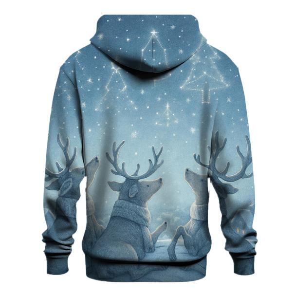 Reindeer Stargazing On The Rooftop embroidered hoodies