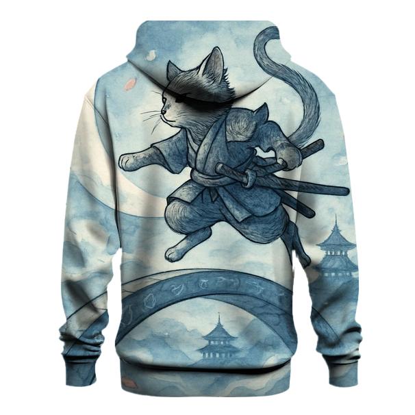 Samurai Moonstep Cat premium hoodies